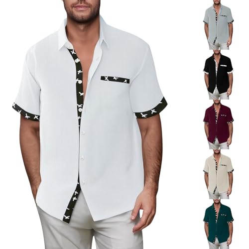 Generisch Freizeithemd Herren Kurzarm Bügelfrei Kurzarmhemd Herren Slim Fit Sommerhemd Leicht Businesshemd Einfarbig Herrenhemd Atmungsaktiv Strandhemd Mit Brusttasche Schlupfhemd Bügelfrei Oberhemd von Generisch