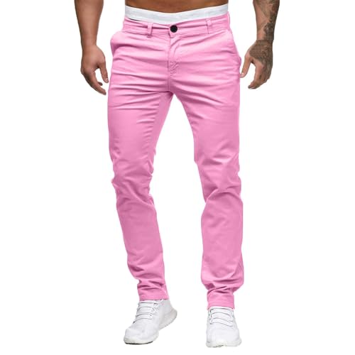 Generisch Freizeithose Herren Baggy Anzughose Herren Elegant Baggy Jeans Regular Fit Männer Sommerhose Angebote des Tages Heute Blitzangebote Rosa XL von Generisch