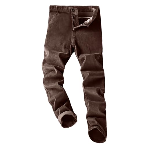 Generisch Freizeithose Herren Cordhose Sommer Streifen Regular Fit Chino Hose Workout Business Casual Modern Klassische Trousers Freizeit Golfhose Mit Taschen-Braun-S von Generisch