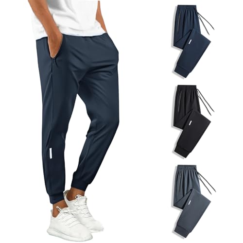 Generisch Freizeithose Herren Ice Silk Hose Dünne Jogginghose Leichte Herrenhose Schnelltrocknend Sporthose mit Kordelzug und Taschen Stretch Bequem Loungehose Outdoorhose Elastische Taille von Generisch
