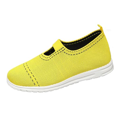 Generisch Freizeitschuhe Damen Sneaker,Fly Weaving Atmungsaktive Top Einzelschuhe Damen,Einfarbige Rutschfester Flache Slip-On,Mit Weicher Unterseite Walkingschuhe von Generisch