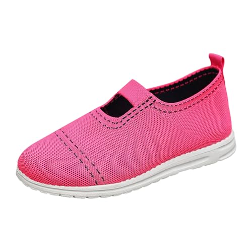 Generisch Freizeitschuhe Damen Sneaker,Fly Weaving Atmungsaktive Top Einzelschuhe Damen,Einfarbige Rutschfester Flache Slip-On,Mit Weicher Unterseite Walkingschuhe von Generisch