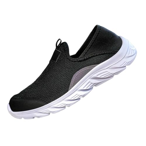 Generisch Freizeitschuhe Herren Sportlich Ohne Schnürsenkel Walkingschuhe Bequem Schlupfschuhe Atmungsaktive Mesh Einzelneschuhe Breite Füße Sportschuhe Slip-On-Sicherheits Trekkingschuhe Einfarbig von Generisch