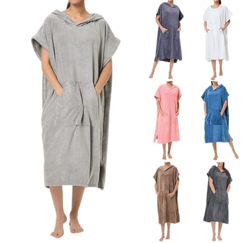 Generisch Frottee Badeponcho Damen Herren - Strandponcho Surf Poncho Erwachsene Handtuch Kapuze Bade Surfponcho Bademantel von Generisch