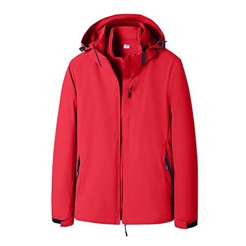 Generisch Funktionsjacke Damen 3 In 1 Große Größen, Regenjacke Damen Wasserdicht Outdoorjacke Plus Samt Windbreaker Warme Winterjacke Einfarbig Wanderjacke Mit Kapuze Regenmantel Jacken Freizeitjacke von Generisch