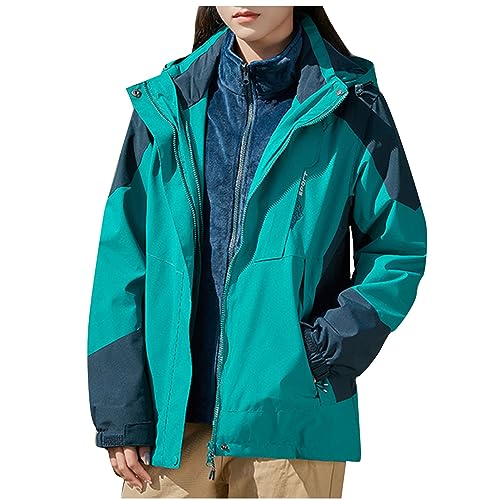 Generisch Funktionsjacke Damen 3 in 1 Winter FleeceJacke Wasserdichte Winddichte Warme Funktions Outdoor Softshell Jacke abnehmbarer Kapuzenjacke +Fleecejacke Wärmejacke Unisex Couple Outdoorjacke von Generisch
