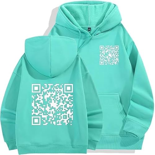 Generisch Funny Fu Qr Code Hoodie, Qr Scan Code Joke Funny Hoodie Unisex, Custom Qr Code Hoodie (Green,XL) von Generisch