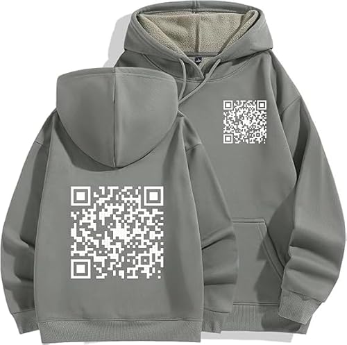 Generisch Funny Fu Qr Code Hoodie, Qr Scan Code Joke Funny Hoodie Unisex, Custom Qr Code Hoodie (Grey,L) von Generisch