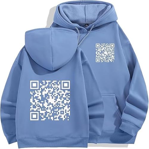 Generisch Funny Fu Qr Code Hoodie, Qr Scan Code Joke Funny Hoodie Unisex, Custom Qr Code Hoodie (Light Blue,M) von Generisch