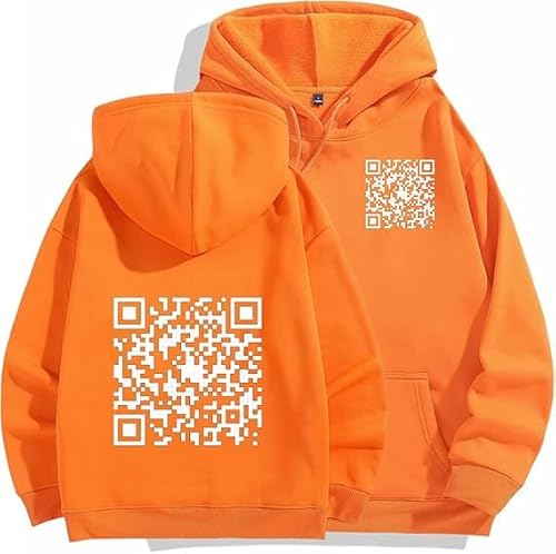 Generisch Funny Fu Qr Code Hoodie, Qr Scan Code Joke Funny Hoodie Unisex, Custom Qr Code Hoodie (orange,XL) von Generisch