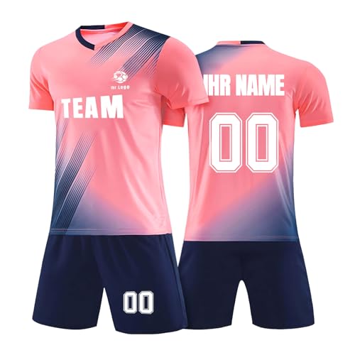 Generisch Fußball Trikot Kinder Personalisiert Fussball Trikot Kinder Erwachsene mit Nummer Name Logo Hemd & Kurze Set Fußball Trikot Fussball Jersey Trainingsanzug für Junge Herren von Generisch