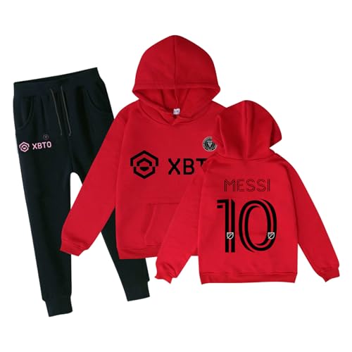 Fußballtrikots Kinder IN-TER MIA-MI #10 ME-SSI Trikots für Jungen Kapuzenpullover & Jogginghosen Set Jungen Fußball Geschenk #90 von Generisch