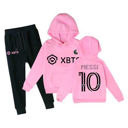 Generisch Fußballtrikots Kinder IN-TER MIA-MI #10 ME-SSI Trikots für Jungen Kapuzenpullover & Jogginghosen Set Jungen Fußball Geschenk #99 von Generisch