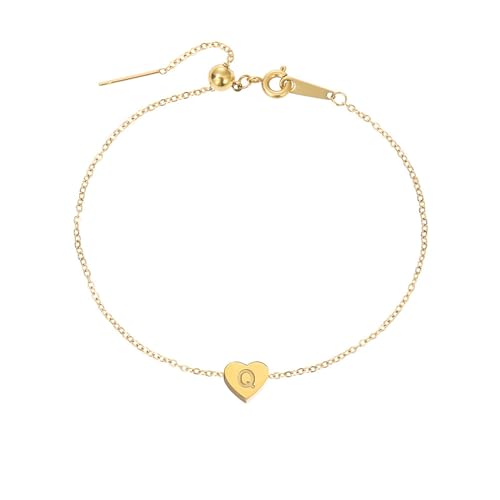Generisch Fußkettchen für Damen Weibliche Buchstaben Kette Gold Fußkettchen Für Frauen Initiale 26 Frauen Sommerschmuck Glocken (Q, 23cm) von Generisch
