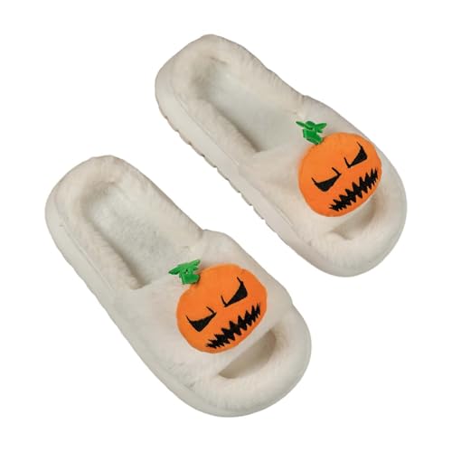 Generisch Fuzzy Socks Halloween Socken Herren Halloween Plüsch Flache Damen Hausschuhe Clashing Farbe Hausschuhe Slippers Jacke Pantoffeln White 42 von Generisch