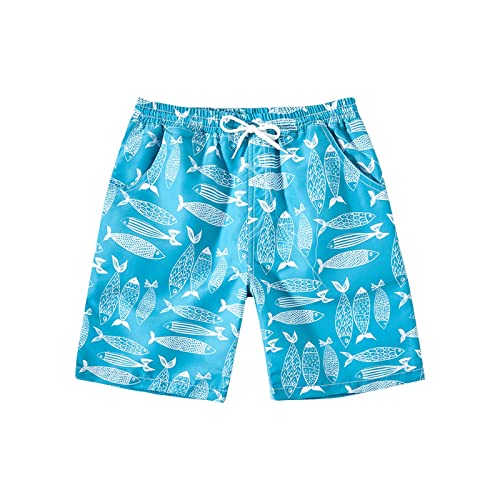 Generisch Gedruckt Badehose Kinder Schnelltrocknend Strandhose Jungen Verstellbarem Tunnelzug Kurze Schwimmhose Teenager Sommer Strand Pool Druck Schnell Trocknend Badeshorts (Blue, 5-6 Years) von Generisch