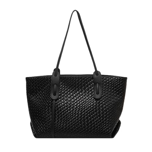 Generisch Geflochtene Strandtasche,Leder Handtasche - Leichte Faltbare Handtasche für Einkaufen Arbeit Reise von Generisch