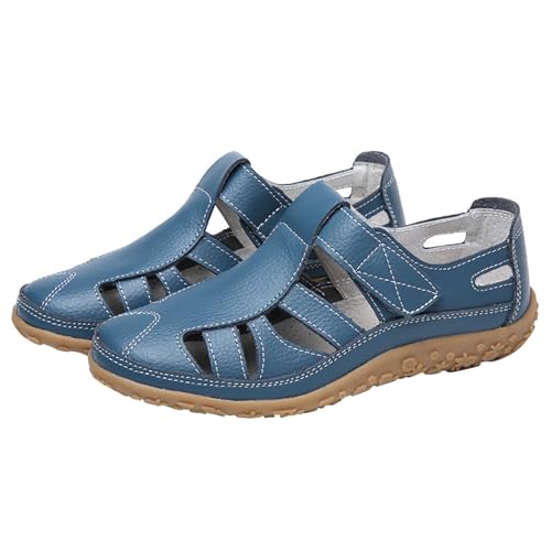 Generisch Gefütterte Schuhe Damen Damen-Schuhe, hohl, einfarbig, lässig, modisch, Freizeitschuhe Elegante Schuhe Damen Sommer Wenig Absatz (Light Blue, 39) von Generisch