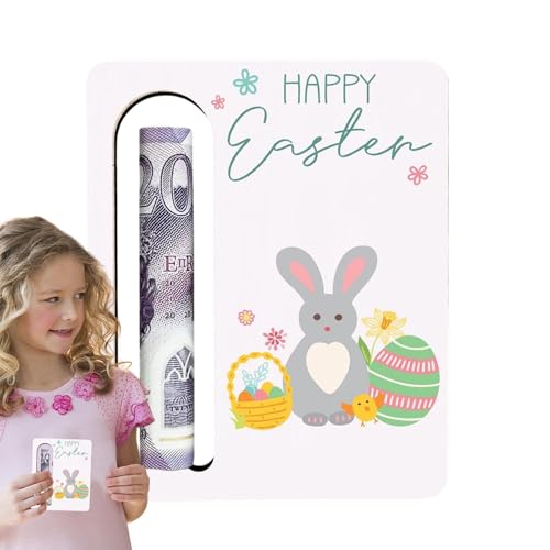 Generisch Geldhalter für Bargeld, Frohe Ostern Geldinhaber - Süße Bunte Holzkartenärmel - Multifunktionale Partydekorationen, tragbarer Osterkorb Stuff für Kinder und Erwachsene von Generisch