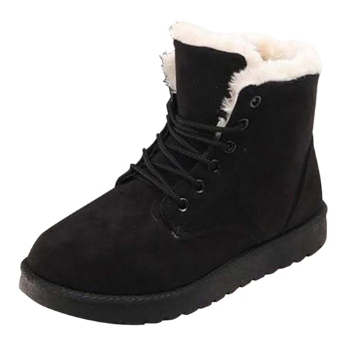 Generisch Gestapelte Kurze Lederstiefel Booties Absatz Damenstiefel Modestiefel Damenstiefel Schuhe Mädchen 34 (Black, 38) von Generisch