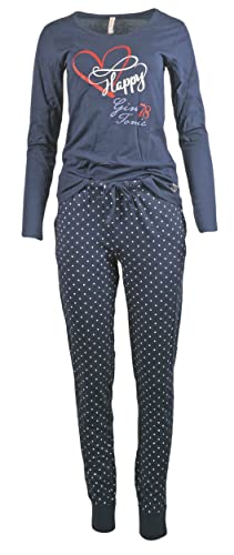 Generisch Gin Tonic Damen Pyjama Schlafanzug Nachtwäsche Set Langarm Oberteil und Lange Hose, Blau, XL (48/50) von Generisch