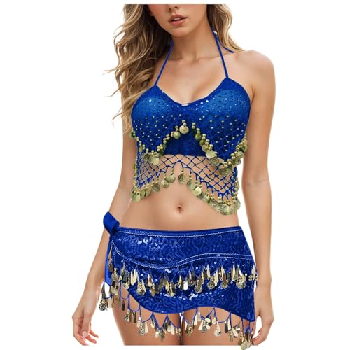 Generisch Glitzer Shirt Damen Silber - Bauchtanz Kostüm - Neckholder - Rückenfrei - Einheitsgröße - Blue - Polyester-Mischung - Bralette - Bügellos - Bustier, Push-up Generisch Glitzer Shirt Damen Silber - Bauchtanz Kostüm - Neckholder - Rückenfrei - Einheitsgröße - Blue - Polyester-Mischung - Bralette - Bügellos - Bustier, Push-up von Generisch