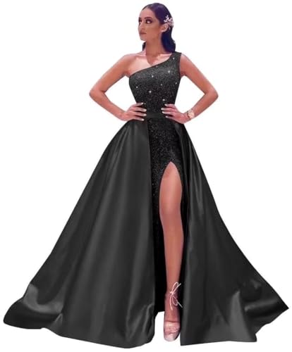 Generisch Glitzernde Meerjungfrau Ballkleider FüR Frauen Pailletten Schulterfrei Abnehmbare Schleppe Formelle Abendkleider Langes Nachlaufendes Ballkleid Blush Pink L von Generisch