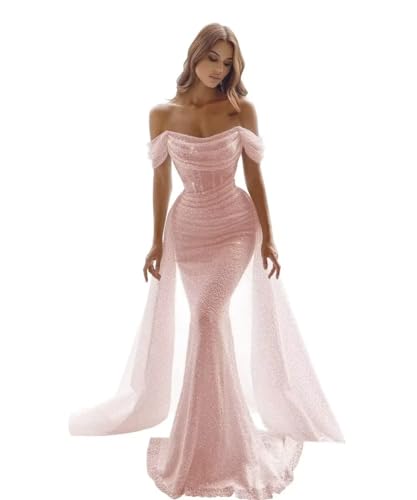 Generisch Glitzernde Meerjungfrau Ballkleider FüR Frauen Pailletten Schulterfrei Abnehmbare Schleppe Formelle Abendkleider Langes Nachlaufendes Ballkleid Blush Pink L Generisch Glitzernde Meerjungfrau Ballkleider FüR Frauen Pailletten Schulterfrei Abnehmbare Schleppe Formelle Abendkleider Langes Nachlaufendes Ballkleid Blush Pink L von Generisch