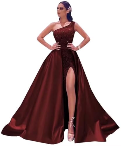 Generisch Glitzernde Meerjungfrau Ballkleider FüR Frauen Pailletten Schulterfrei Abnehmbare Schleppe Formelle Abendkleider Langes Nachlaufendes Ballkleid Ivory XXS von Generisch