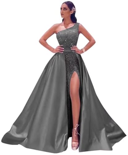 Glitzernde Meerjungfrau Ballkleider FüR Frauen Pailletten Schulterfrei Abnehmbare Schleppe Formelle Abendkleider Langes Nachlaufendes Ballkleid Emerald Green XXL von Generisch