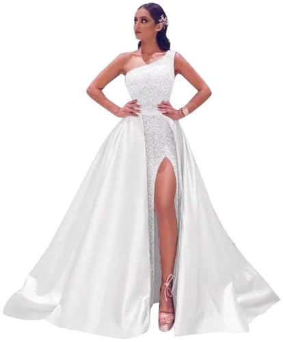 Glitzernde Meerjungfrau Ballkleider FüR Frauen Pailletten Schulterfrei Abnehmbare Schleppe Formelle Abendkleider Langes Nachlaufendes Ballkleid Sage Green L von Generisch