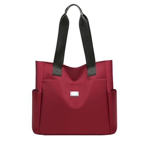 Generisch Gloryboom Large Capacity Water Repellent Multi Pocket Nylon Shoulder Bag Fashionable Women's Handbag for Work Travel (Red) von Generisch