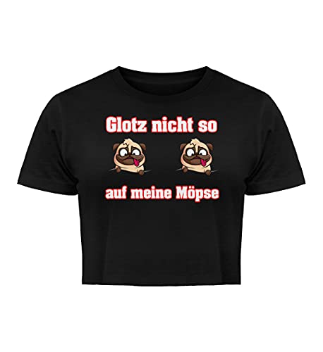 Generisch Glotz Nicht so auf Meine Möpse! - Mops Hunde - Damen Organic Crop Top -XL-Black von Generisch