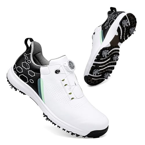 Generisch Golfschuhe Automatisch drehende Schuhe Paar Festnägel Sportschuhe (Schwarz-weiß mit Nägeln,46) von Generisch