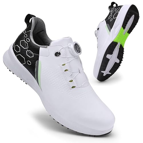 Generisch Golfschuhe Automatisch drehende Schuhe Paar Festnägel Sportschuhe (Schwarz weiß ohne Nägel,44) von Generisch