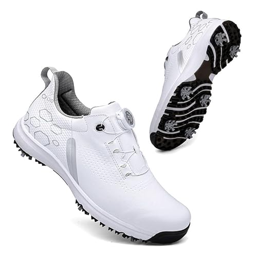 Generisch Golfschuhe Automatisch drehende Schuhe Paar Festnägel Sportschuhe (Silber mit Nägeln,39) von Generisch