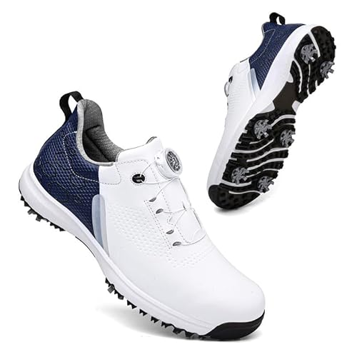 Generisch Golfschuhe Automatisch drehende Schuhe Paar Festnägel Sportschuhe (Weißblau mit Nägeln,43) von Generisch