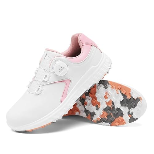 Generisch Golfschuhe wasserdichte Drehknopfe Golfschuhe Paar Freizeitschuhe (41,Weißes Pulver) von Generisch