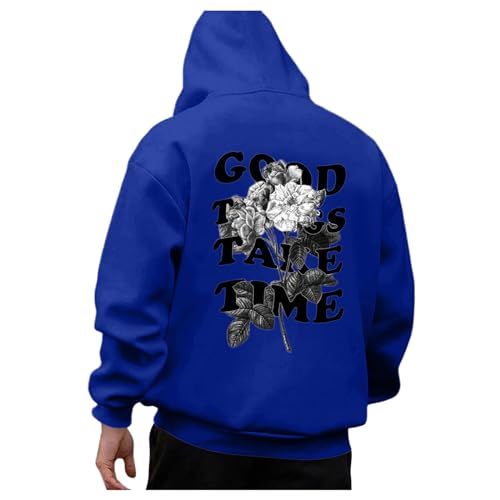 Generisch Good Things TAKE TIME Hoodie Herren Y2k Gedruckt Pullover mit Kapuze Rundhals Sweatshirt Taschen Langarm Kapuzenpullover Lässiger Streetwear Warm Kapuzenpulli für Fallen Winter von Generisch