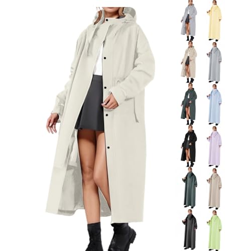 Generisch Grau Regenponcho Damen Herren Freizeit Softshelljacke Lang Regenjacke mit Kapuze Große Größen Softshelljacke Einfarbig Fahrradjacke mit Kapuze Regenmantel für Sommer und Herbst S-5XL von Generisch