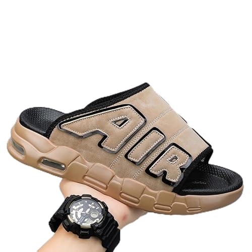 Generisch Größe AIR Luftkissen Wort Pantoffeln Herren Schuhe mit dicker Sohle Outdoor Teenager Sandalen Pantoffeln (Kaki schwarz,41) von Generisch