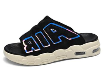 Generisch Größe AIR Luftkissen Wort Pantoffeln Herren Schuhe mit dicker Sohle Outdoor Teenager Sandalen Pantoffeln (Schwarzer Reis,47) von Generisch