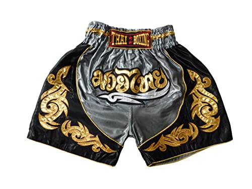 Generisch Grösse M Kinder Muay Thai Boxen Short Hose Pant MMA Kickboxen Jungen Mädchen Jugendliche Workout Junior Sport Gym Fitness von Generisch