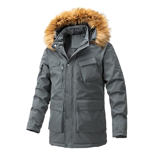 Generisch Große Größen Outdoor Parker Jacken Für Herren 2024 Lange Warme Gefütterte Wintermantel Winterjacke Lang Mit Kapuze Männer Winter Jacke Steppjacke Mantel Parka von Generisch