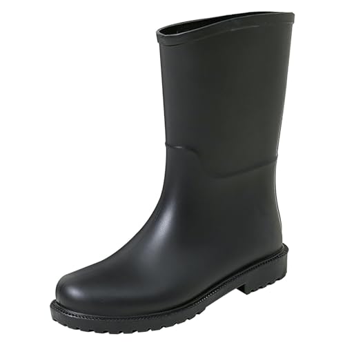 Generisch Gummistiefel 36 Stallschuhe Damen Wasserdicht 2024 Women'S Temperament England Rain Boots Mid Calf Boots Non Slip Wear Water Shoes Damen Schuhe Kinder 28 (Black,40) von Generisch
