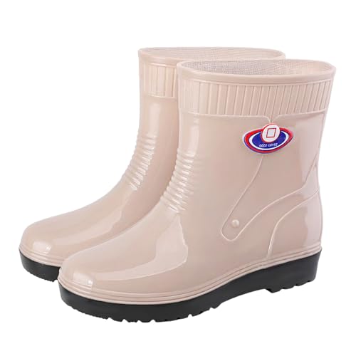 Generisch Gummistiefel Damen，Leichte Halbhohe Regenstiefel，Bequem Atmungsaktiv Mode Regenschuhe，Rutschfesten Wasserdicht Arbeitsstiefel，Garten Stiefeletten，Geeignet Regentag Rutschiger Boden von Generisch