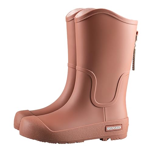 Gummistiefel Damen 39 Stiefel Wasserdicht Modische rutschfeste,mittelhohe Regenstiefel Winter Gummistiefel Damen Stiefel Weiter Schaft (Brown,38) von Generisch