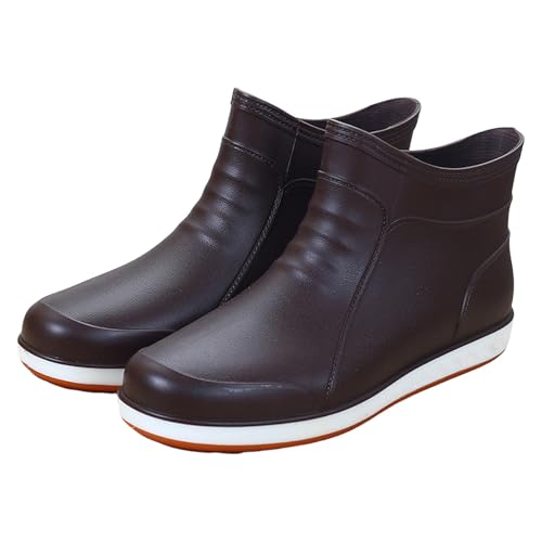 Generisch Gummistiefel Damen Hoch Boots Wasserdicht Outdoor Gartenstiefel,modisch,rutschfest,kurzes Rohr,PVC Regenstiefel für Herren,elastischer,leicht,für Damen Gummistiefel Schuhe (Brown,45) von Generisch