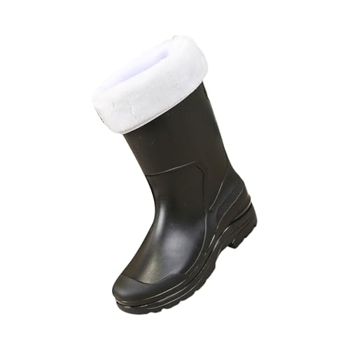 Generisch Gummistiefel Damen Schuhe Wasserdicht Damen Short Rain Boots for Womens Ankle Rainboot Garden Boot Ladies Rubber Outside Work With Comfort Keilabsatz Schuhe (Black,36) von Generisch