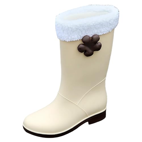 Generisch Gummistiefel Damen Schwarz Boots Wasserdicht Short Rain Boots for Womens Ankle Rainboot Garden Boot Ladies Rubber Outside Work With Comfort Damen Abend Schuhe (White,40) von Generisch